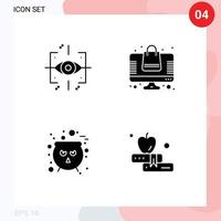 Group of 4 Solid Glyphs Signs and Symbols for advanced cauldron gen shopping scary Editable Vector Design Elements