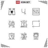 9 Universal Outlines Set for Web and Mobile Applications halloween dead devices watch living Editable Vector Design Elements