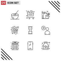 Modern Set of 9 Outlines Pictograph of gear optimization commerce development shopping Editable Vector Design Elements