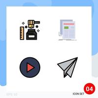 4 Universal Filledline Flat Color Signs Symbols of healthy multimedia sweet news paper Editable Vector Design Elements