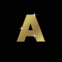 Gold letter A vector font type for logo or icon design