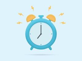 3D alarm clock. Alarming ring illustration vector