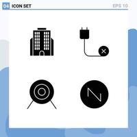 Set of 4 Modern UI Icons Symbols Signs for building sport computers disconnected saw tooth Editable Vector Design Elements