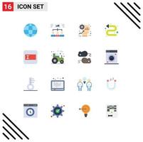 Flat Color Pack of 16 Universal Symbols of form indicator brain directional productivity Editable Pack of Creative Vector Design Elements
