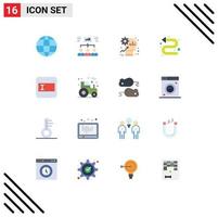 Flat Color Pack of 16 Universal Symbols of form indicator brain directional productivity Editable Pack of Creative Vector Design Elements