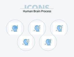 Human Brain Process Blue Icon Pack 5 Icon Design. human. education. mind. mind. head vector