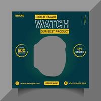 Wrist Watch sale discount template. Smartwatch product sale social media post vector. Gadget product advertising template design.Clock business promotional template. Free Vector