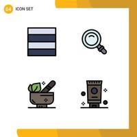 4 Filledline Flat Color concept for Websites Mobile and Apps grid wellness search herbal bathroom Editable Vector Design Elements
