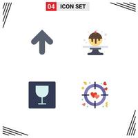 Pack of 4 creative Flat Icons of arrow photo upload cake love Editable Vector Design Elements