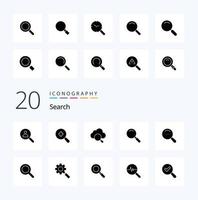 20 Search Solid Glyph icon Pack like dote magnifier cloud search look vector