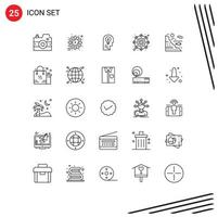 25 User Interface Line Pack of modern Signs and Symbols of water working head gear affiliate Editable Vector Design Elements