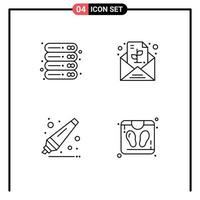 Pack of 4 Modern Filledline Flat Colors Signs and Symbols for Web Print Media such as data back to school server note remover Editable Vector Design Elements