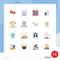 User Interface Pack of 16 Basic Flat Colors of achievement man internet human abilities Editable Pack of Creative Vector Design Elements