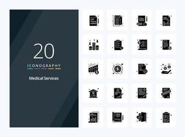 20 Medical Services Solid Glyph icon for presentation vector