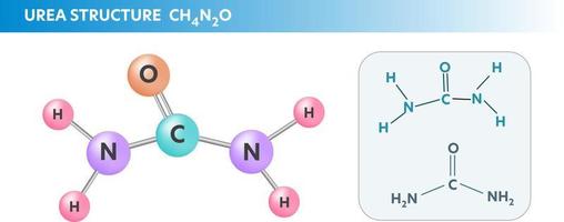 Urea, Carbamide. Structural chemical molecule formula, Vector illustration.