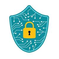 Vector illustration of Security digital shield. Web security or cryptocurrency sign.