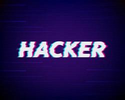 Word hacked with glitch effect. Cyber security concept. Vector illustration.