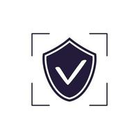 Shield icon with check mark badge. Web and mobile app privacy protection, internet security and safety concept. Vector illustration.