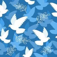 Vector seamless pattern with white doves. Symbol of peace and freedom. Use for your design.