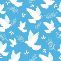 Vector seamless pattern with white doves. Symbol of peace and freedom. Use for your design.