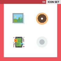 Group of 4 Flat Icons Signs and Symbols for frame menu picture food play Editable Vector Design Elements