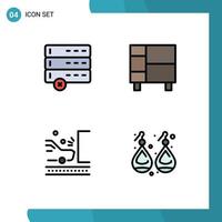 Set of 4 Commercial Filledline Flat Colors pack for cancel navigation appliances house safety Editable Vector Design Elements