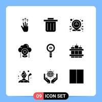 Modern Set of 9 Solid Glyphs Pictograph of laboratory chemical ip biology map Editable Vector Design Elements