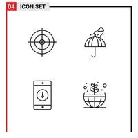 Pictogram Set of 4 Simple Filledline Flat Colors of shooting mobile umbrella safety down Editable Vector Design Elements