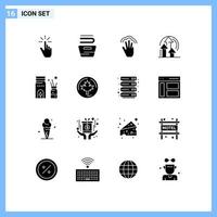 16 Creative Icons Modern Signs and Symbols of performance management housekeeping multiple touch hand Editable Vector Design Elements