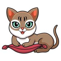 linda caricatura de gato singapura en la almohada vector