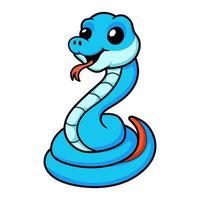 Cute blue snake viper cartoon vector