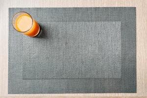 Top view of breakfast orange juice in hotel photo