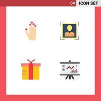 Mobile Interface Flat Icon Set of 4 Pictograms of gesture logistic down id global Editable Vector Design Elements