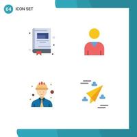 Modern Set of 4 Flat Icons and symbols such as education web avatar line worker paper Editable Vector Design Elements