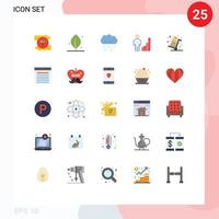 conjunto moderno de 25 pictogramas de colores planos de elementos de diseño de vectores editables de análisis corporativo de nube de gráfico de lunes cibernético