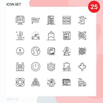 Editable Vector Line Pack of 25 Simple Lines of green waist code measurement script Editable Vector Design Elements