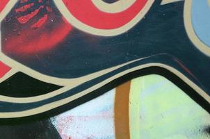 Street art. Abstract background image of a fragment of a colored graffiti painting in red tones photo