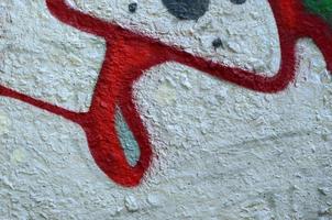 Street art. Abstract background image of a fragment of a colored graffiti painting in chrome and red tones photo