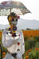 catrina en el campo con un paraguas, méxico foto