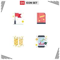 conjunto de 4 iconos planos vectoriales en cuadrícula para intercambio de muestras de audio de acción de gracias de bandera elementos de diseño vectorial editables vector