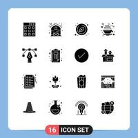 Set of 16 Modern UI Icons Symbols Signs for tool design leaf hot coffee Editable Vector Design Elements