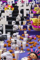 Candle and candlelight background with copy space candles in Day of the Dead altar fire photo