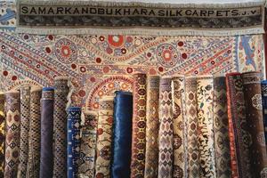 Samarkand.Uzbekistan. April 06, 2022. Samarkand silk factory. Silk Carpets. photo