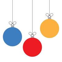 Christmas red and green balls hanging ornaments. vector