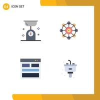 4 Universal Flat Icons Set for Web and Mobile Applications balance communication kitchen machine contact us Editable Vector Design Elements