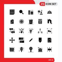 Modern Set of 25 Solid Glyphs and symbols such as helmet promotion concept search professional growth history Editable Vector Design Elements