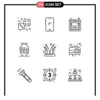 Modern Set of 9 Outlines and symbols such as jar ancient jar android amphora seo Editable Vector Design Elements