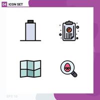 4 Creative Icons Modern Signs and Symbols of battery search annual report graph easter Editable Vector Design Elements