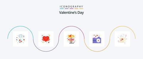 paquete de iconos flat 5 del día de san valentín que incluye té. café. junta. enamorado. amar vector