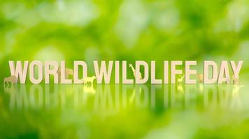 The animal and text for world wildlife day concept 3d rendering photo